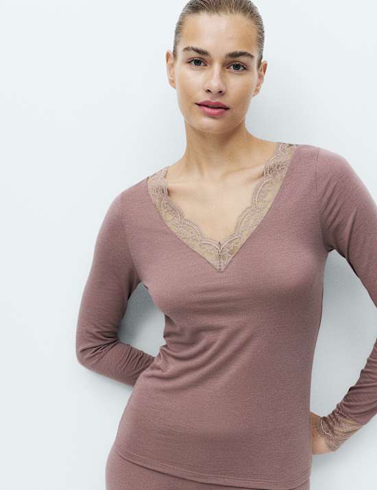 Modal Rich Thermal Long Sleeve Top with Cashmere