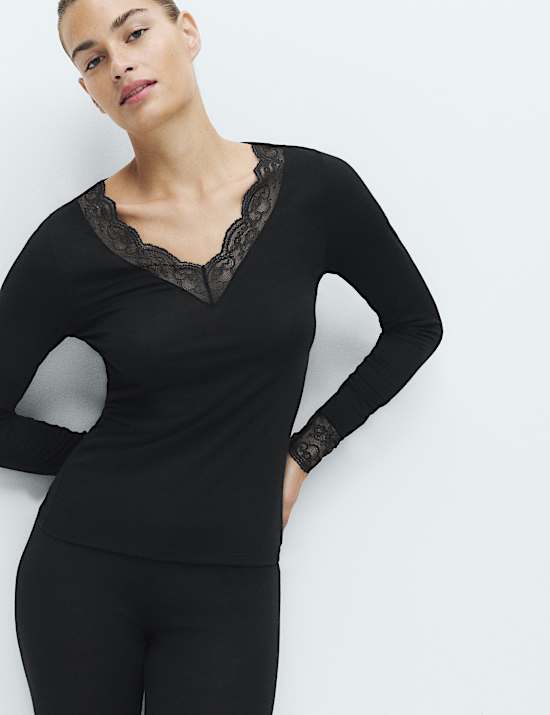 Modal Rich Long Sleeve Top with Cashmere
