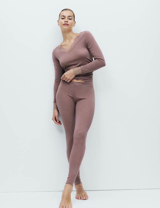 Modal Rich Thermal Leggings with Cashmere