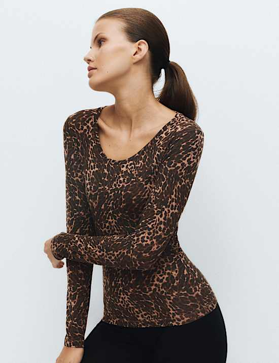 Lot de 2 tops thermiques Heatgen&trade; &agrave; d&eacute;collet&eacute; rond