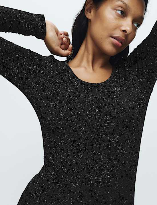 Μακρυμάνικο ισοθερμικό τοπ Heatgen™ μέτριας θερμότητας με γυαλιστερή όψη