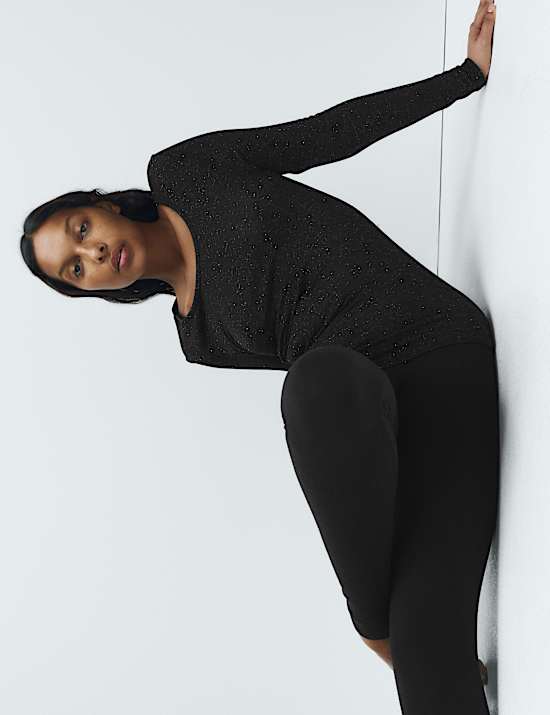 Μακρυμάνικο ισοθερμικό τοπ Heatgen™ μέτριας θερμότητας με γυαλιστερή όψη