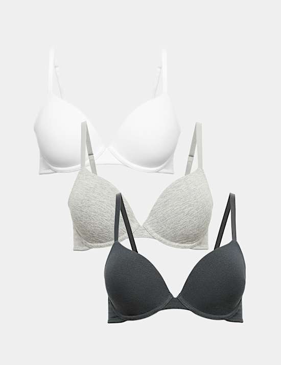 3pk Wired Plunge T-Shirt Bras A-E