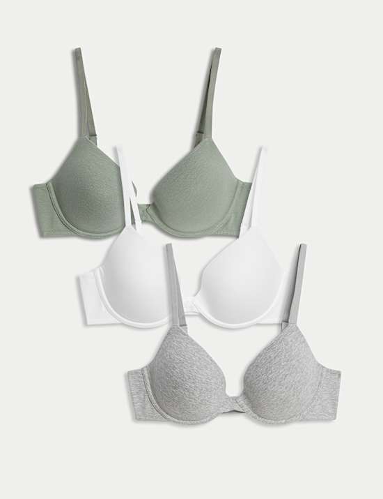 3pk Wired Plunge T-Shirt Bras A-E