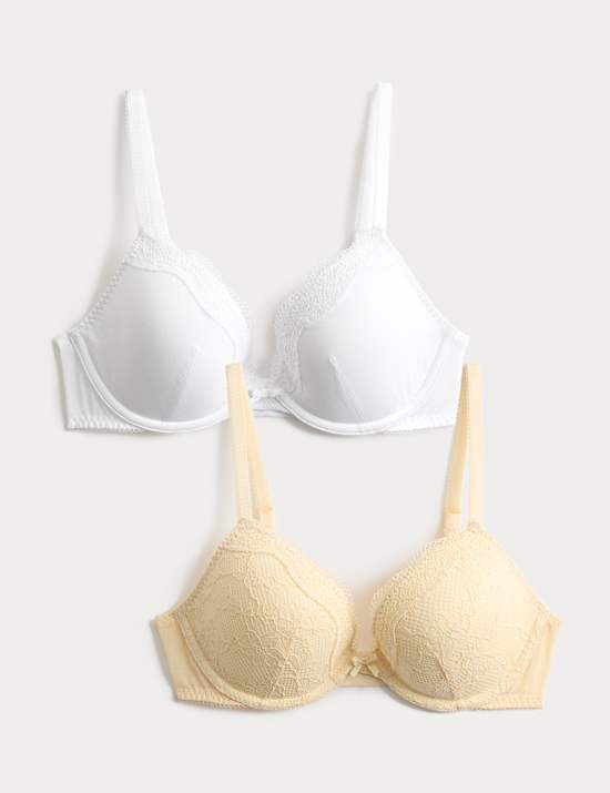2 Pack Jasmine Lace Wired Plunge Bras (A-E)