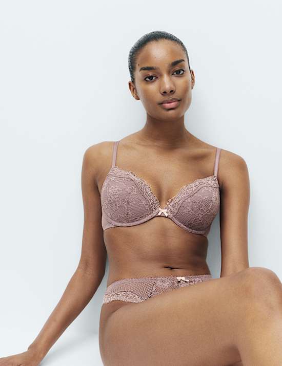 מארז 2 חזיות Jasmine עם מחשוף עמוק, ברזלים ותחרה (מידות A-E)