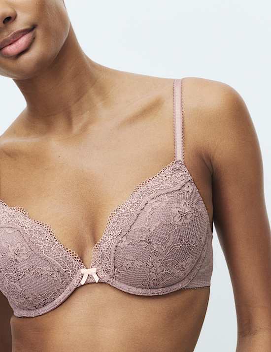 מארז 2 חזיות Jasmine עם מחשוף עמוק, ברזלים ותחרה (מידות A-E)