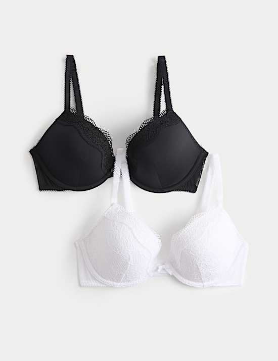 2 Pack Jasmine Lace Wired Plunge Bras (A-E)