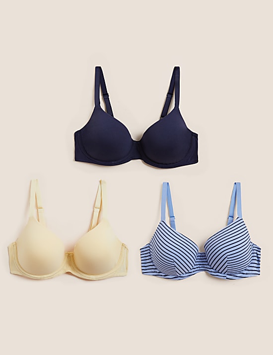 3pk Cotton Rich Wired T-Shirt Bras A-E