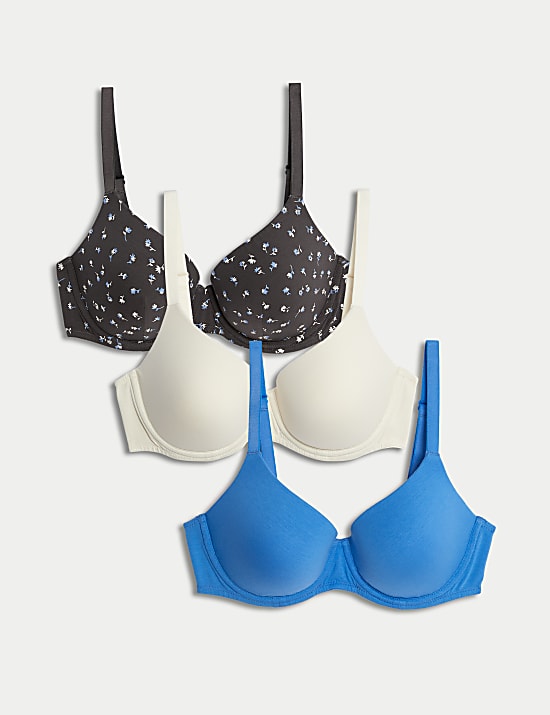 3pk Cotton Rich Wired T-Shirt Bras A-E