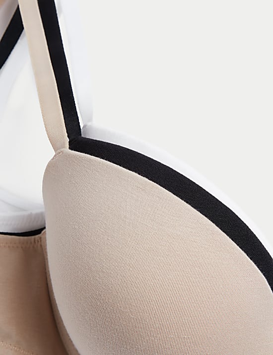 3pk Cotton Rich Wired Balcony Bras A-E