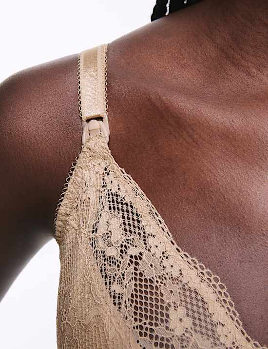 Soutien-gorge de maternité et allaitement sans armature orné de dentelle jasmin, bonnets B à H