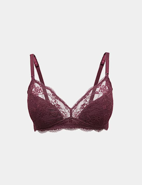 Soutien-gorge de maternit&eacute; et allaitement sans armature orn&eacute; de dentelle jasmin, bonnets B &agrave; H