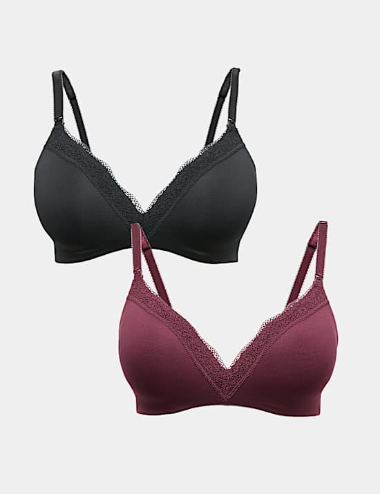 2pk Jasmine Lace Trim Maternity Nursing Bra B-G