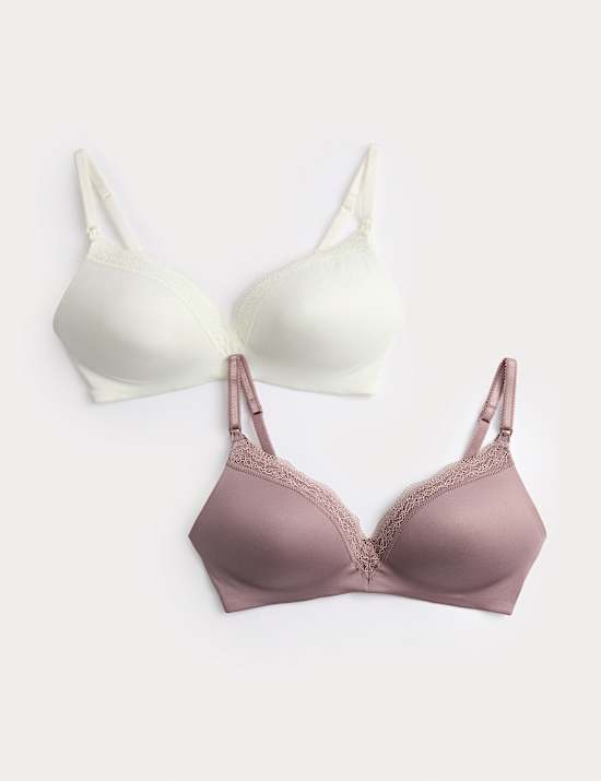 2pk Jasmine Lace Trim Maternity Nursing Bra B-G