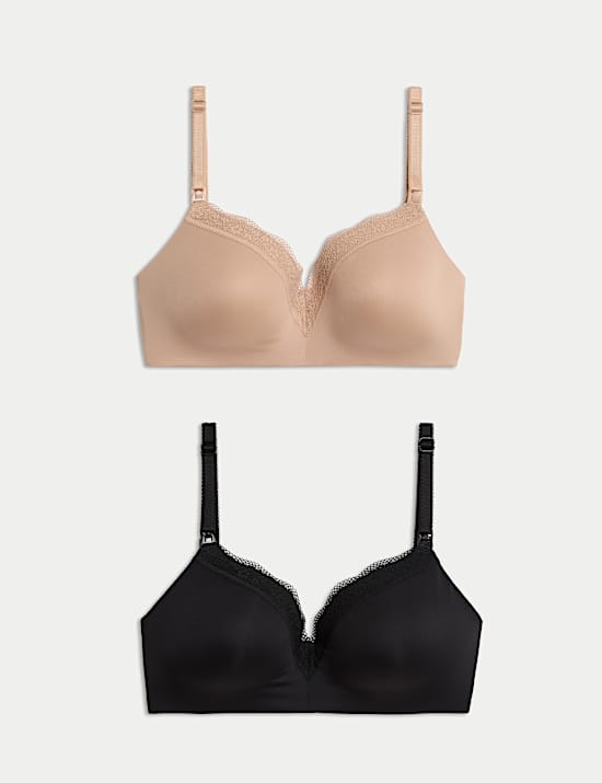 2pk Jasmine Lace Trim Maternity Nursing Bra B-G