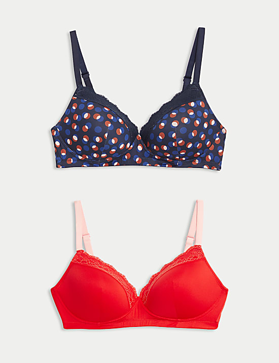 2pk Non Wired T-Shirt Post Surgery Bras (A-E)