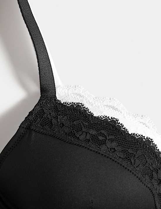 2pk Lace Trim Post Surgery Bras A-E