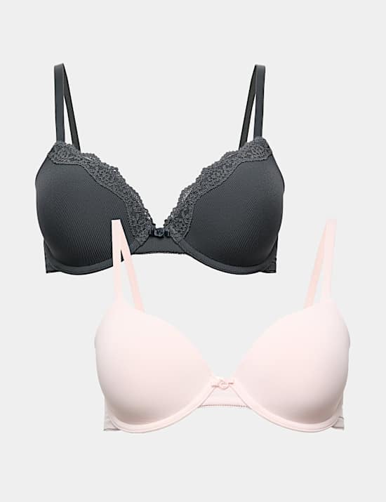 2 Pack Wired Demi Cup Bras (A-E)