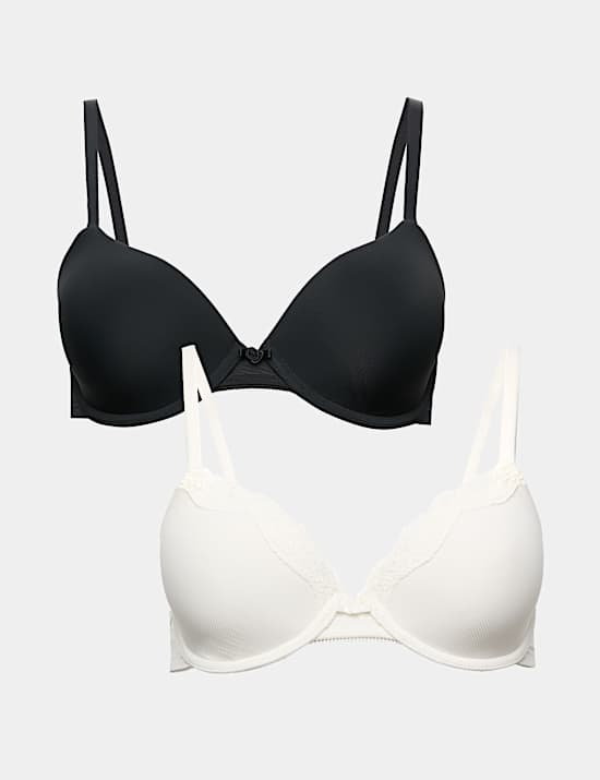 2 Pack Wired Demi Cup Bras (A-E)