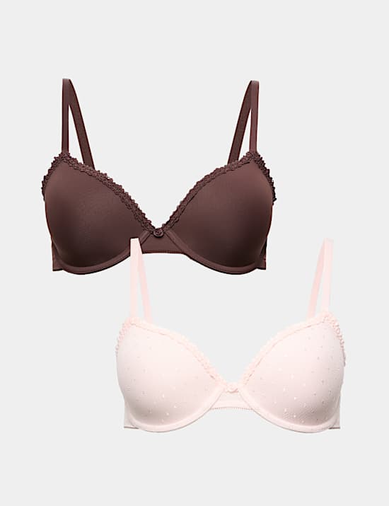 2 Pack Wired Demi Cup Bras (A-E)