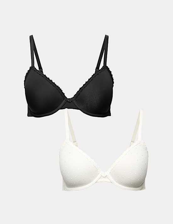 2 Pack Wired Demi Cup Bras (A-E)