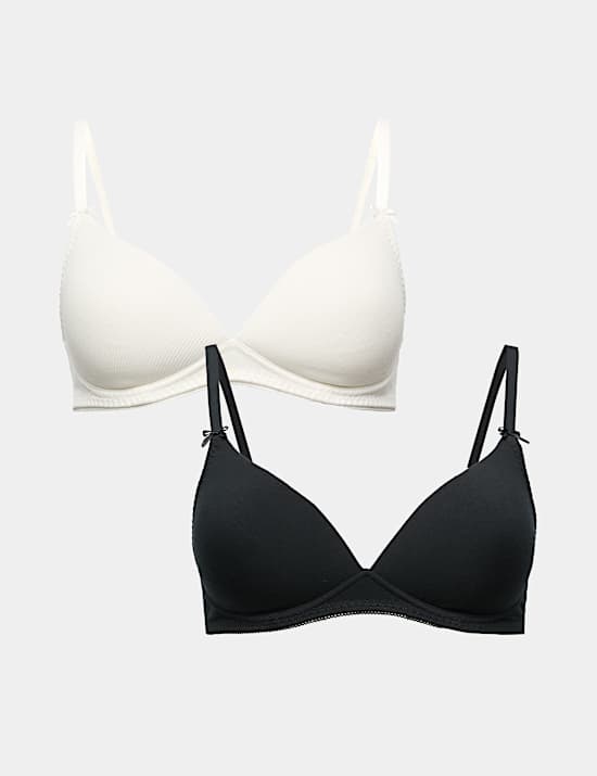 2 Pack Rib Non Wired Plunge Bras (A-E)