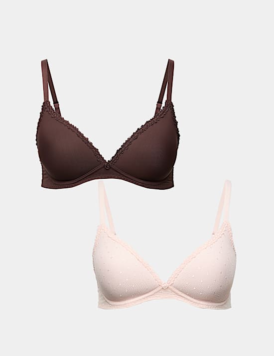 2 Pack Non Wired Plunge Bras (A-E)