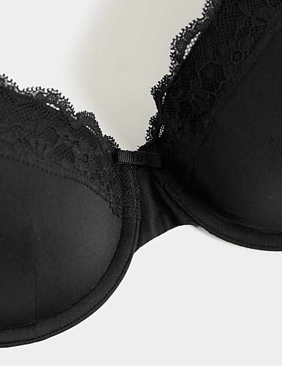 Lace Trim Wired Demi Cup Bra A-E