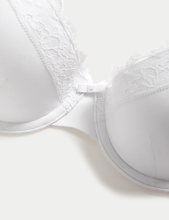 Lace Trim Wired Demi Cup Bra A-E