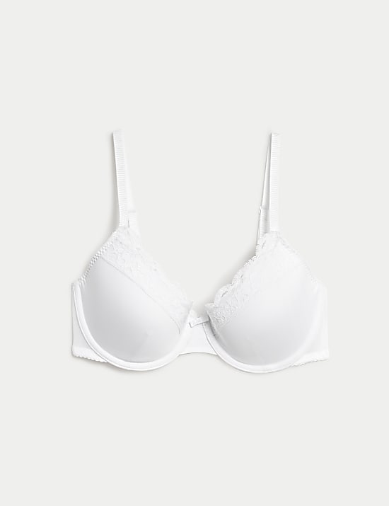 Lace Trim Wired Demi Cup Bra A-E