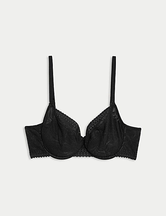 Sujetador balconette con aros y encaje Flexifit&trade; para copa A-E