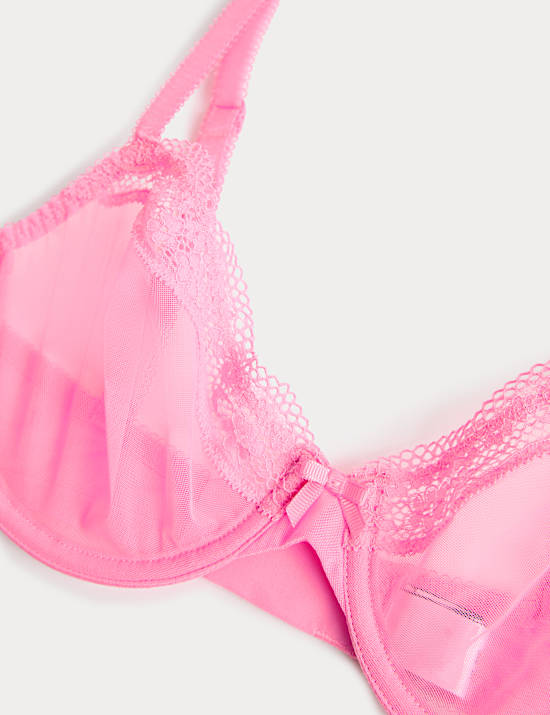 Jasmine Lace Sheer Wired Demi Cup Bra (A-E)