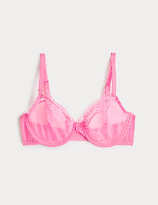 Jasmine Lace Sheer Wired Demi Cup Bra (A-E)