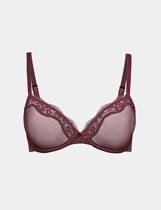 Jasmine Lace Sheer Wired Demi Cup Bra A-E