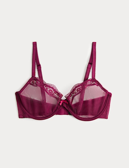 Jasmine Lace Sheer Wired Demi Cup Bra (A-E)