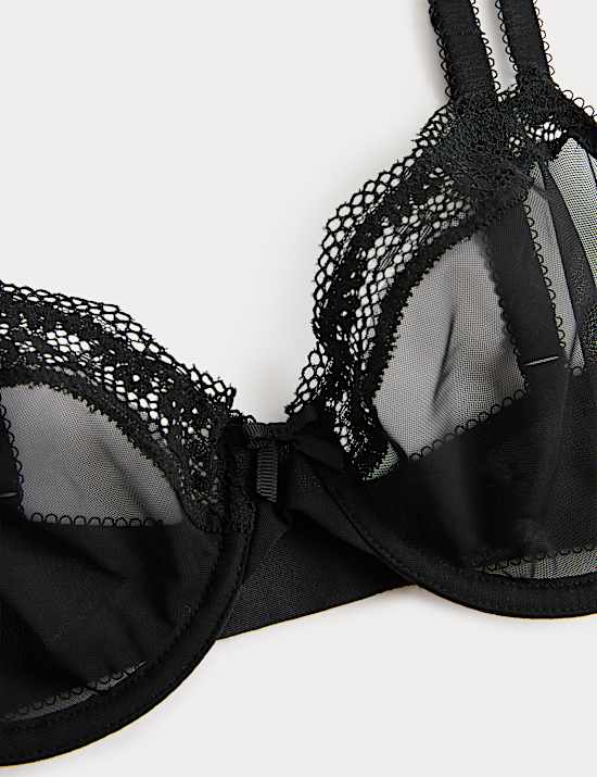 Jasmine Lace Sheer Wired Demi Cup Bra (A-E)