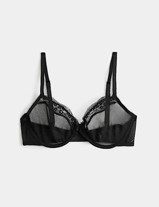 Jasmine Lace Sheer Wired Demi Cup Bra (A-E)