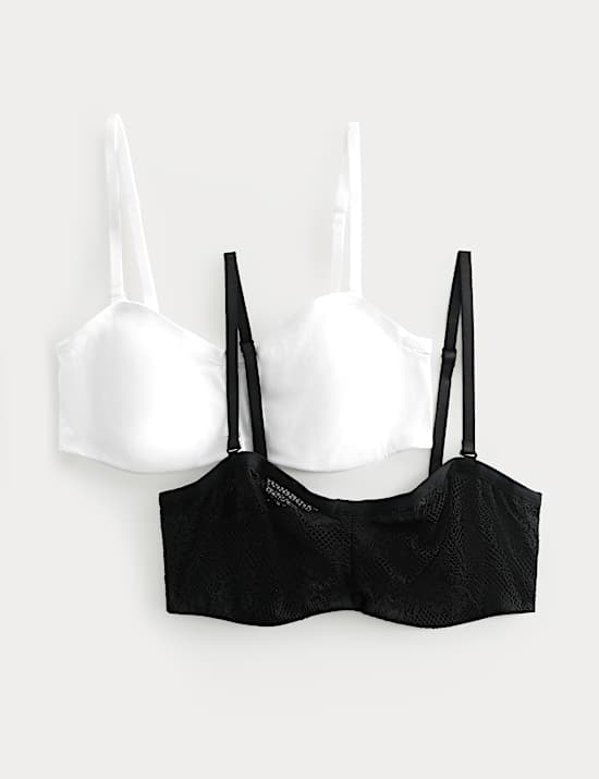 2 Pack Jasmine Lace Wired Strapless Bras (A-E)