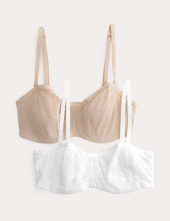 2 Pack Jasmine Lace Wired Strapless Bras (A-E)