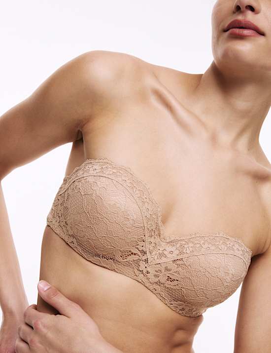 Lace Wired Strapless Bandeau Bra A-E