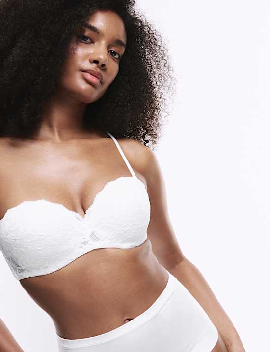 Lace Wired Strapless Bandeau Bra A-E