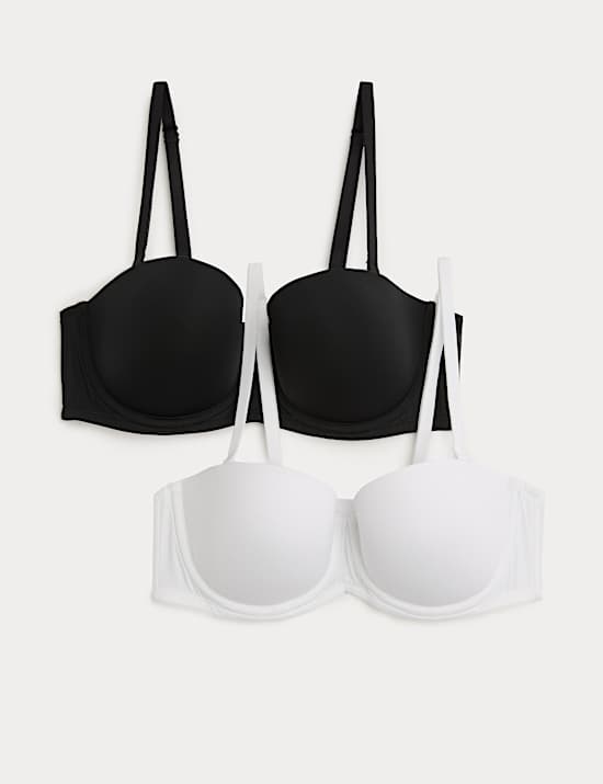 2 Pack Wired Strapless Bras (A-E)