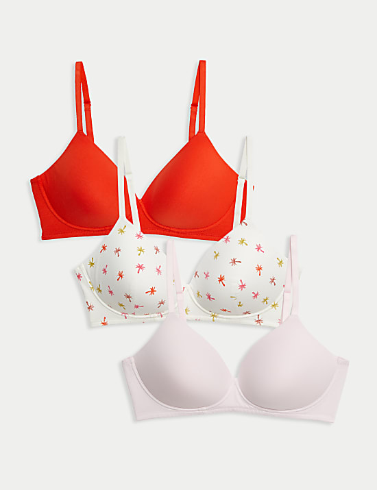 3pk Cotton Rich Non Wired T-Shirt Bras (A-E)