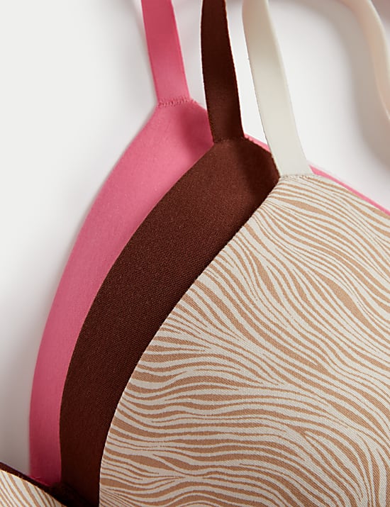 Σουτιέν T-shirt χωρίς μπανέλα με υψηλή περιεκτικότητα σε βαμβάκι, σετ των 3 (A-E)