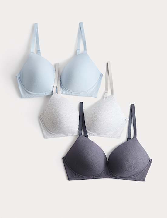 3pk Non Wired T-Shirt Bras A-E