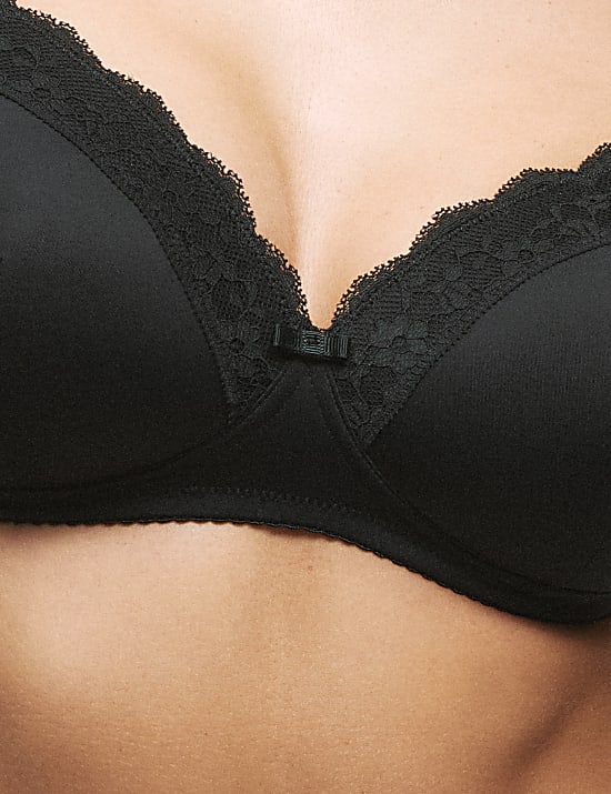 Lace Trim Non-Wired T-Shirt Bra (A-E)