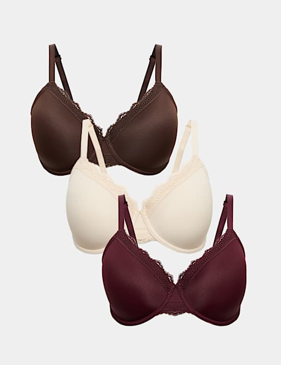 3pk Wired Full Cup Bras F-H