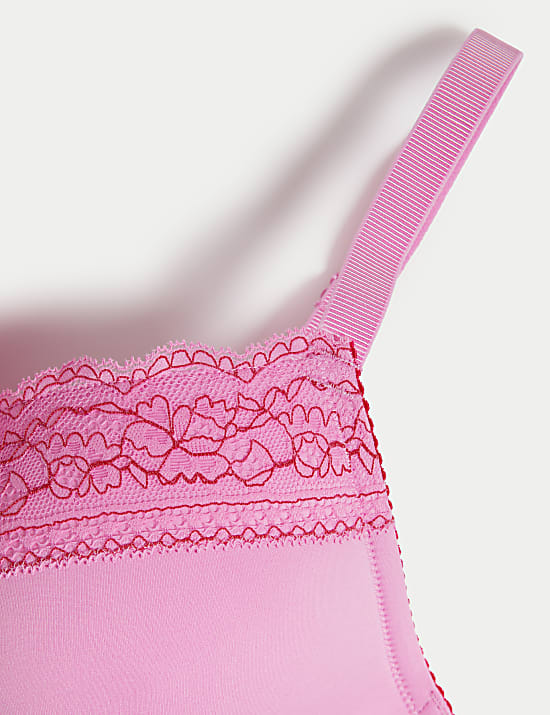 Lace Trim Wired Plunge Bra (F-H)