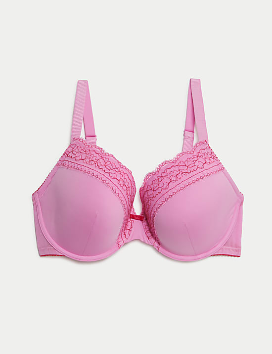 Lace Trim Wired Plunge Bra (F-H)